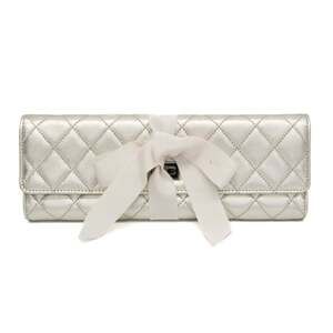 Chanel Matelasse 2.55 Jewelry Case Women's Leather Clutch Bag Champagne Gold